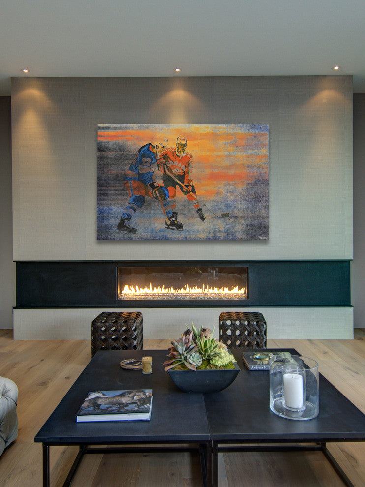 "USA vs CAN" Painting Print on Wrapped Canvas, 45"x30"