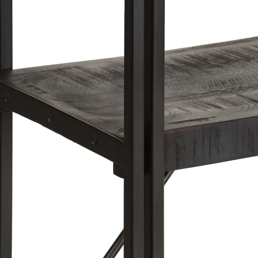 Vidaxl 5-Tier Bookcase Black 35.4"x11.8"x70.9" Solid Mango Wood