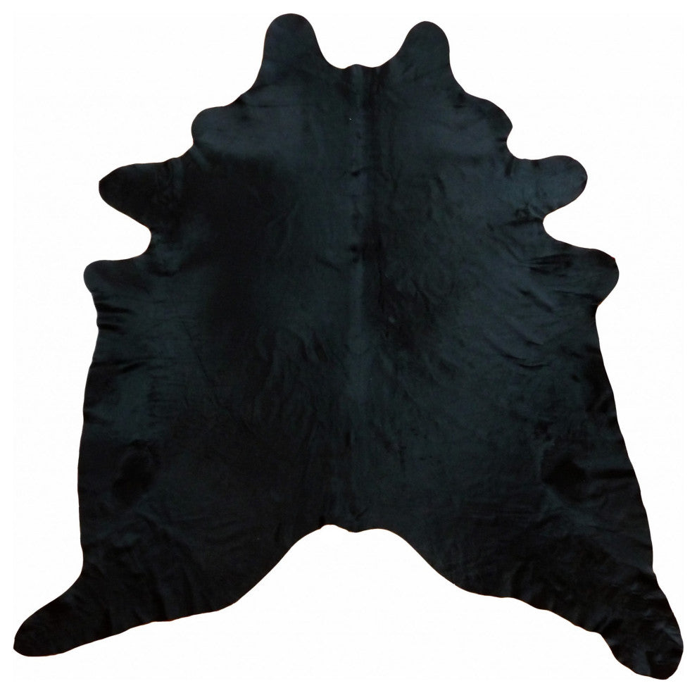 6.5 Ft Black Dyed Brindled Cowhide Rug