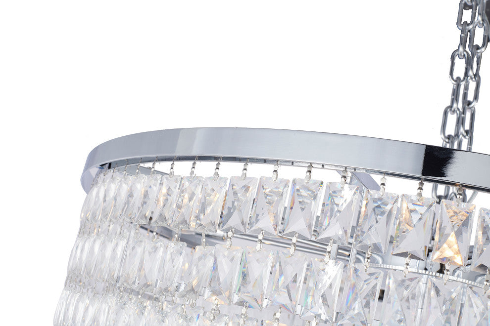 32" 27-Light Chrome Metal 7-Tier Chandelier With Clear Crystals