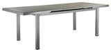 Benzara BM287827 Kylo 90" Dining Table, Smooth Gray Aluminum Frame, Outdoor