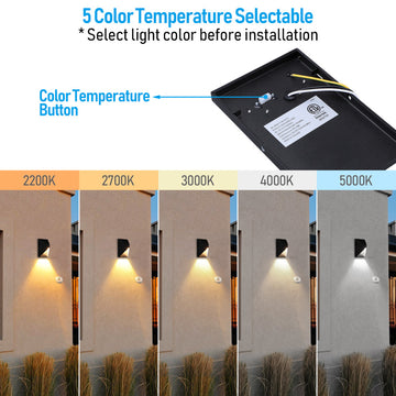 2-Pack 5CCT LED Wall Sconces, Dimmable, 12w