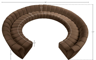 Infinity Channel Tufted Velvet Modular Chair, Brown, 11 Piece