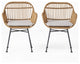 Rodney Outdoor Woven Faux Rattan Chairs With Cushions, Set of 2, Light Brown, Beige