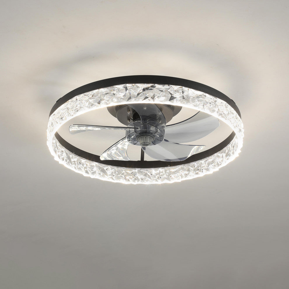 20 in. W x 6 in. H Iron Ceiling Fan in Black with Dimmable LED Lights