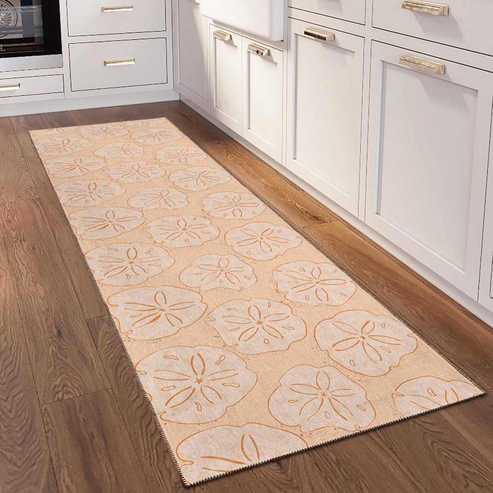 Indoor/Outdoor Seabreeze SZ10 Peach Machine Washable 2'3" x 7'6" Runner Rug