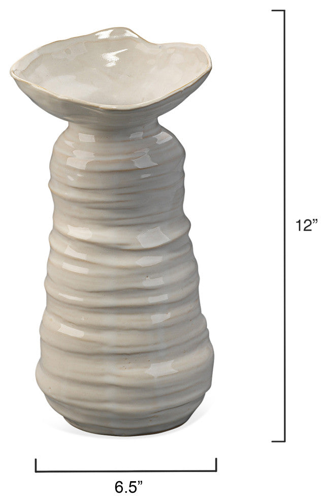Medium Marine Vase, Pearl Cream Ceramic