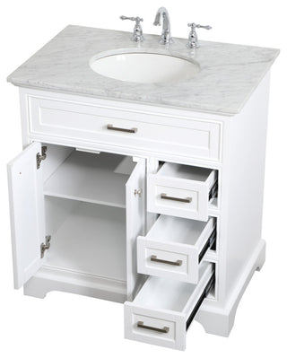 Amber Single Bathroom Vanity, Blue, White, 32"