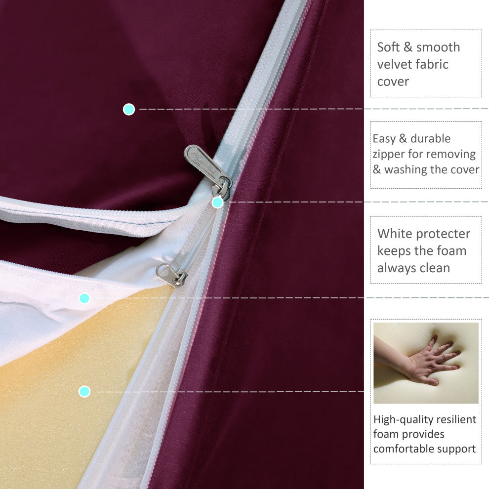 Reading Pillow Bed Foam Wedge Adult for Back Support, Wine Red, 18x9x21