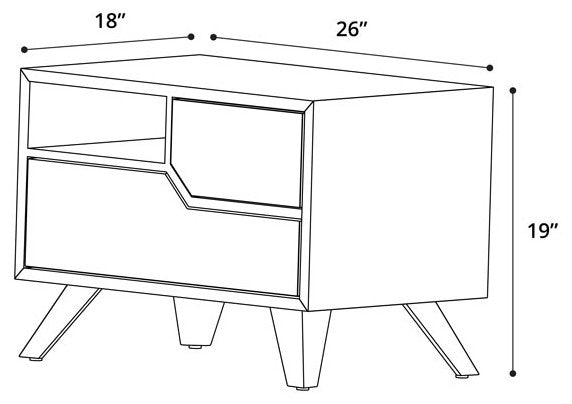 Rivington Nightstand, Gray Oak, Left-Facing