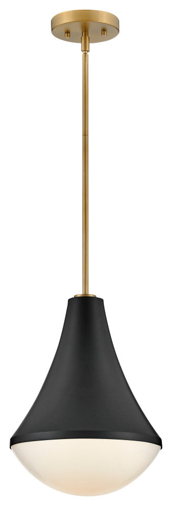 Lark Haddie 11" Modern Pendant Light, Black + Lacquered Brass