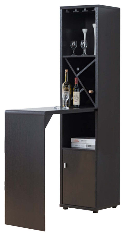 Benzara BM200684 Wooden Wine Cabinet with Spacious Storage and, Red Cocoa Brown