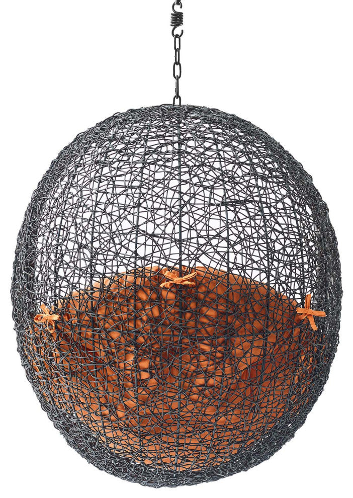 Swing Lounge Chair, Black Orange, Outdoor Patio Balcony Cafe Bistro Garden