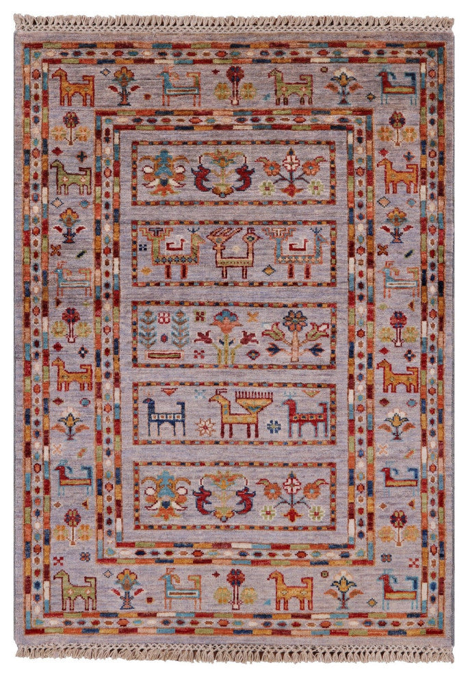 2' 8" X 3' 9" Persian Gabbeh Tribal Hand Knotted Rug Q8369