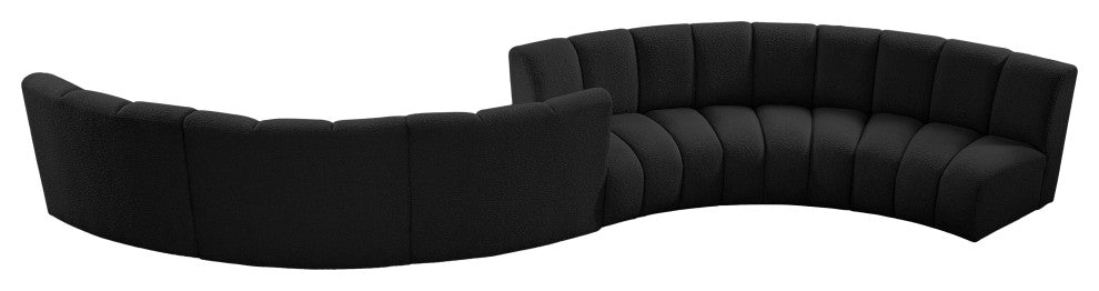 Infinity Boucle Fabric Upholstered 6-Piece S-Shaped Modular Sectional, Black