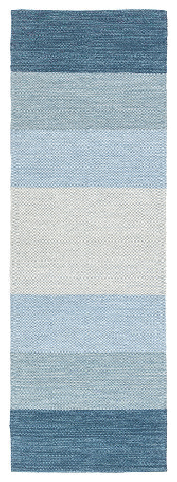 India Contemporary Area Rug, Blue, 2'6x7'6 Runner