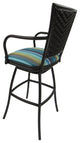 Outdoor Patio Extra Tall Spectator Swivel Bar Stool, Erin Aqua Stripe Brown, 35"