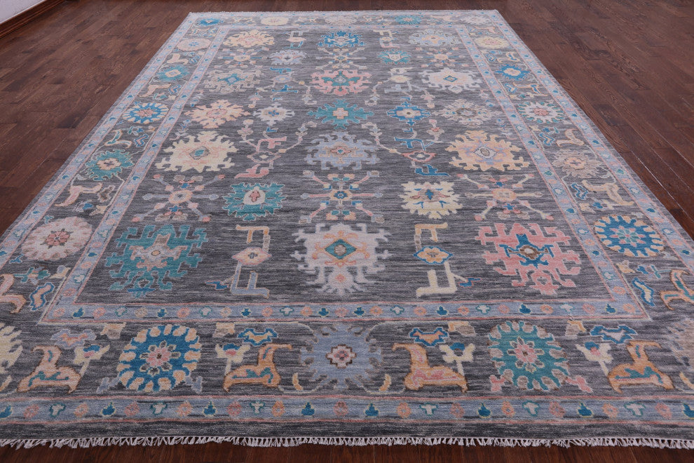 Hand Knotted Turkish Oushak Wool Rug 10' 2" X 13' 8" - Q14961