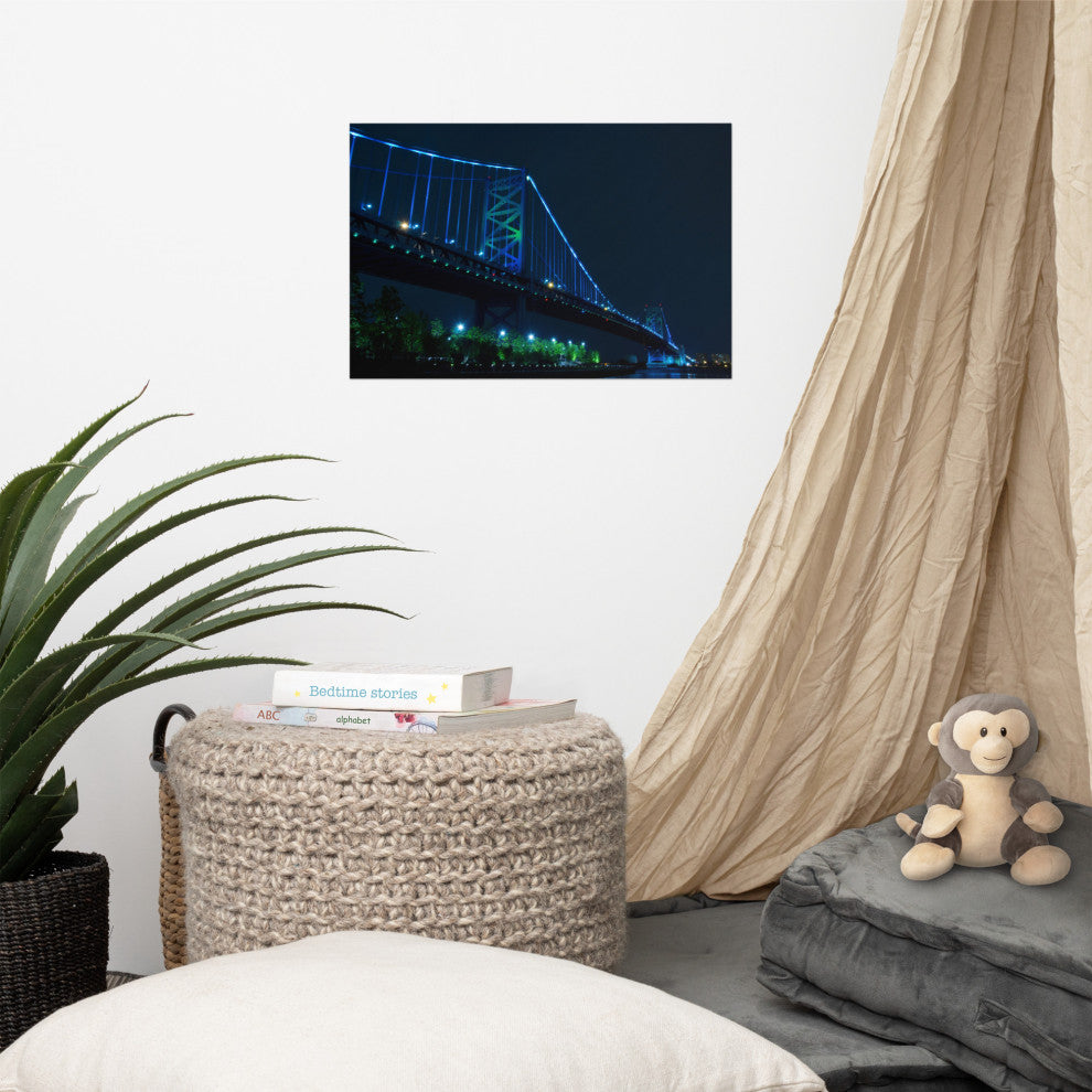 Ben Franklin Bridge Night Urban Landscape Photo Unframed Wall Art Print, 12" X 18"