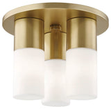 Lola 3-Light Flush Mount, Aged Brass Finish, Opal Matte Glass Shade