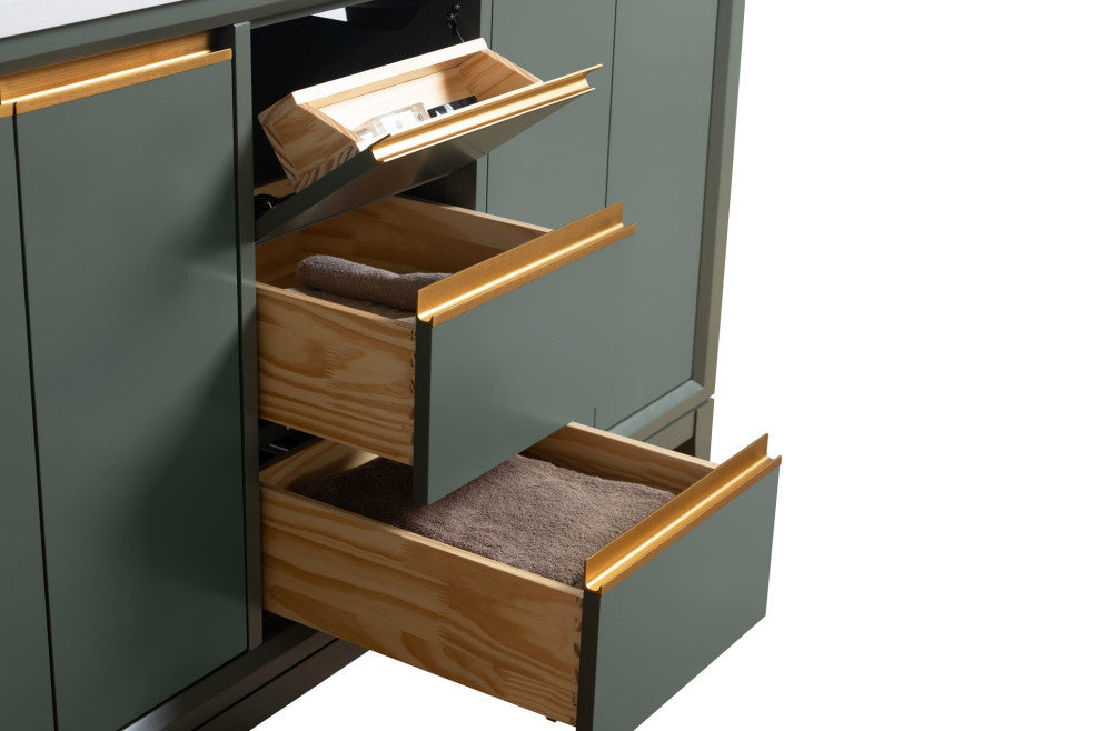 Vanity Art Bathroom Vanity With Sink, Vintage Green, 60" Double