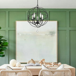 Crystorama Lighting Group 9224 Solaris 5 Light 17"W Cage Pendant - Black