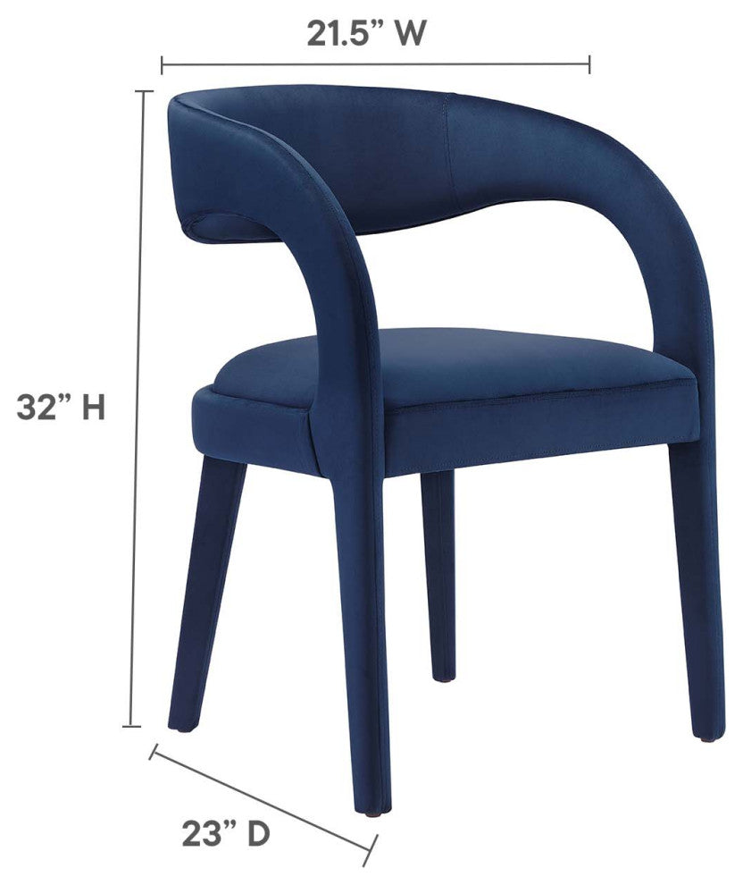 Pinnacle Performance Velvet Dining Chair Set of 2, Midnight Blue