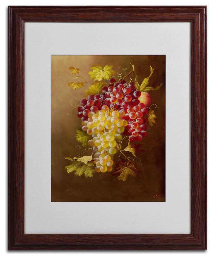 'Still Life with Grapes' Matted Framed Canvas Art by Rio