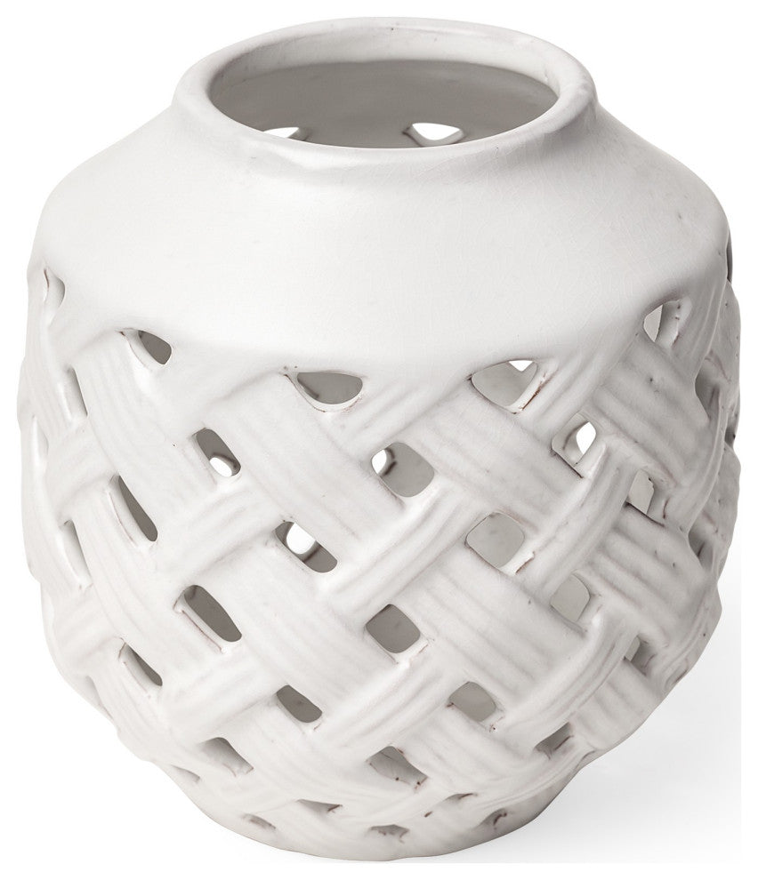 White Ceramic Latticed Vase