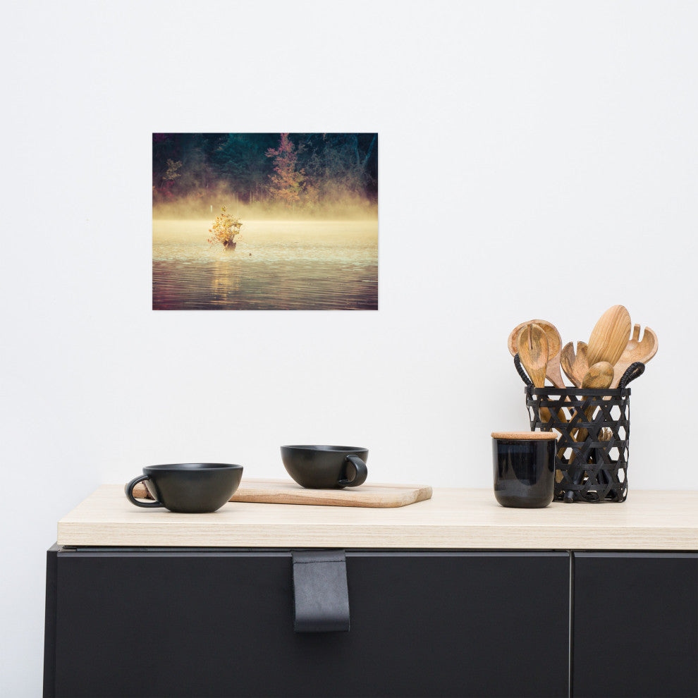 Golden Mist on Waples Pond Landscape Photo Unframed Wall Art Print, 11" X 14"