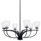Cavella 6 Light Chandelier, Matte Black Finish, 5" Clear Ribbed Glass