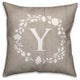 Y Rustic Wreath Monogram Spun Poly Pillow, 18x18