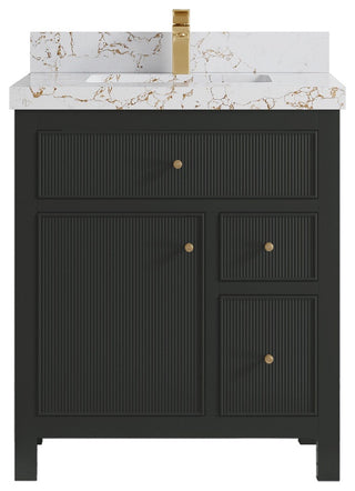Sonoma 30" Single Sink Bath Vanity in Black Top, 2" Viola Gold