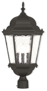 Outdoor Post-Top Lantern With Clear Water Glass, Textured Black