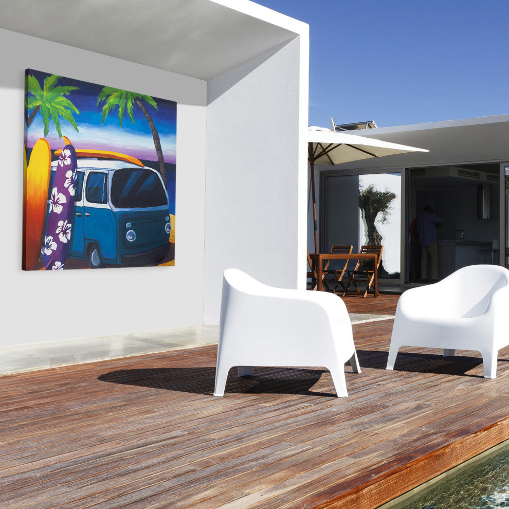 American Art Decor Surf Mini Bus Outdoor Canvas Art Print, 35"x35"