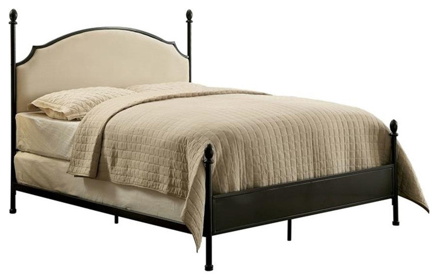 Furniture of America Freila Metal King Poster Panel Bed in Silver Gun Metal