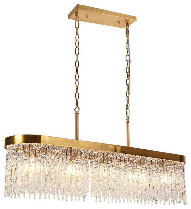LNC Ardanidula 5-Light 43.3" Modern Rectangle LED Kitchen Island Light, Gold