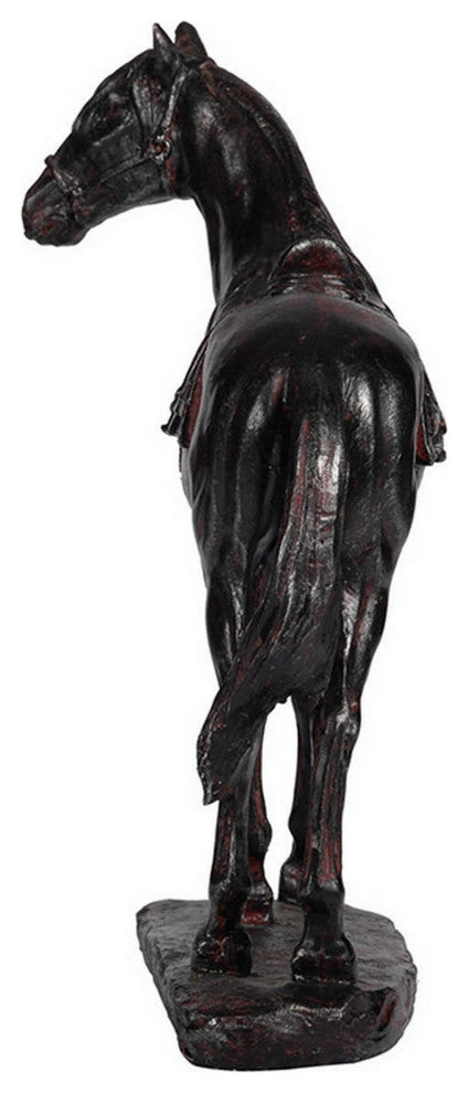 Benzara BM284974 Horse Figurine Sculpture, Handmade Table Accent Brown Polyresin