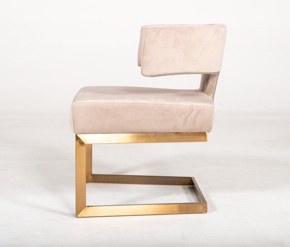 Modrest Calvo Modern Off-White Velvet and Brass Dining Chair