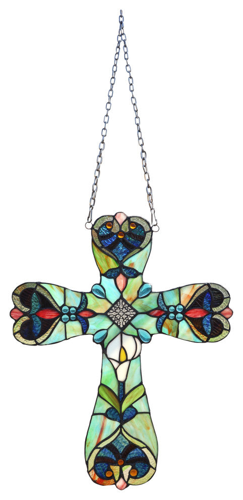 Alena Victorian Tiffany-Style Stained Glass Panel 20" Tall