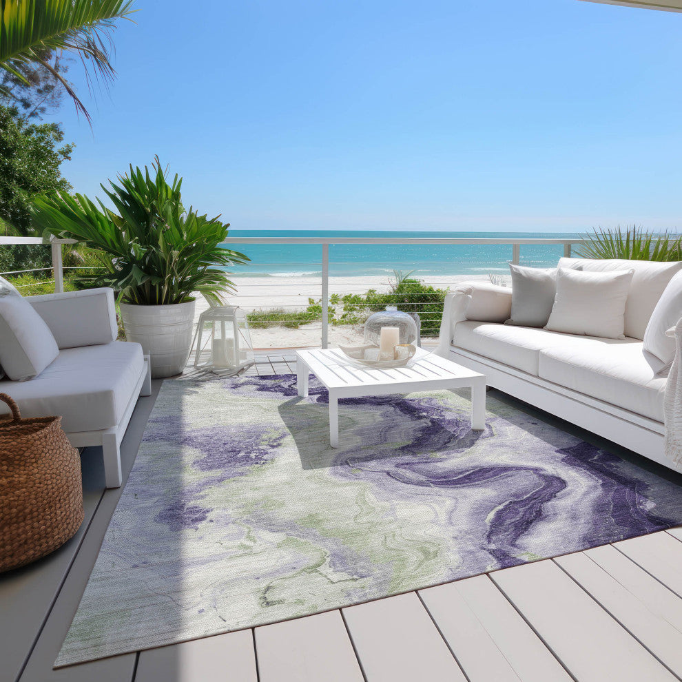 Machine Washable Indoor/Outdoor Chantille ACN1862 Violet 9' x 12' Rug