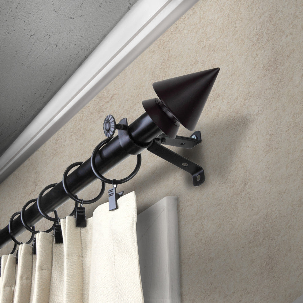 Jacob 13/16" Diameter Curtain Rod, Black, 18-28"