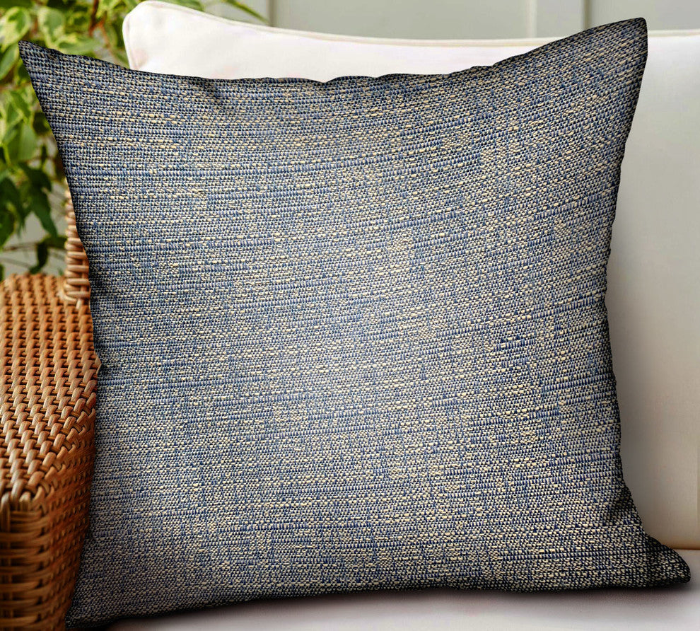 Plutus Oxford Blaze Blue Solid Luxury Outdoor/Indoor Throw Pillow, 24"x24"
