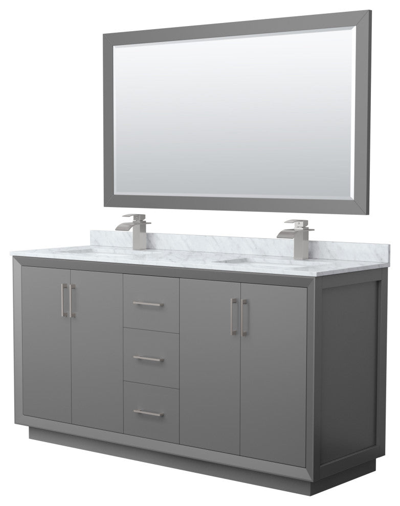 Wyndham WCF414166DKGCMUNSM58 Strada 66 Inch Double Bathroom Vanity in Dark Gray