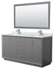 Wyndham WCF414166DKGCMUNSM58 Strada 66 Inch Double Bathroom Vanity in Dark Gray