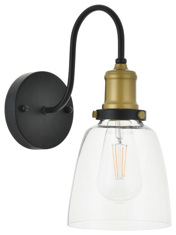 Brass And Black Finish 1-Light Wall Sconce