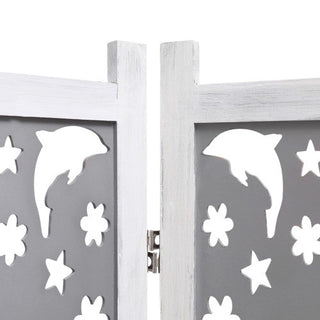 vidaXL Room Divider 4 Panel Folding Privacy Screen for Office Gray Solid Wood