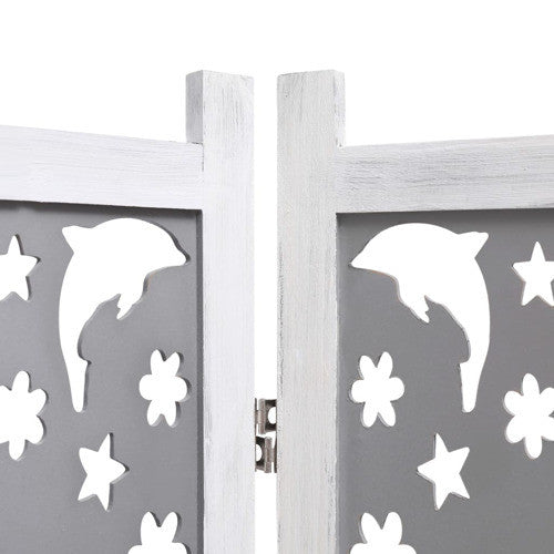 vidaXL Room Divider 4 Panel Folding Privacy Screen for Office Gray Solid Wood