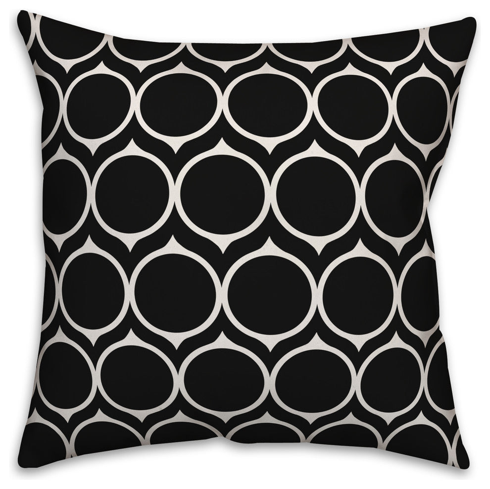 Black Mid Mod Circles 20x20 Throw Pillow
