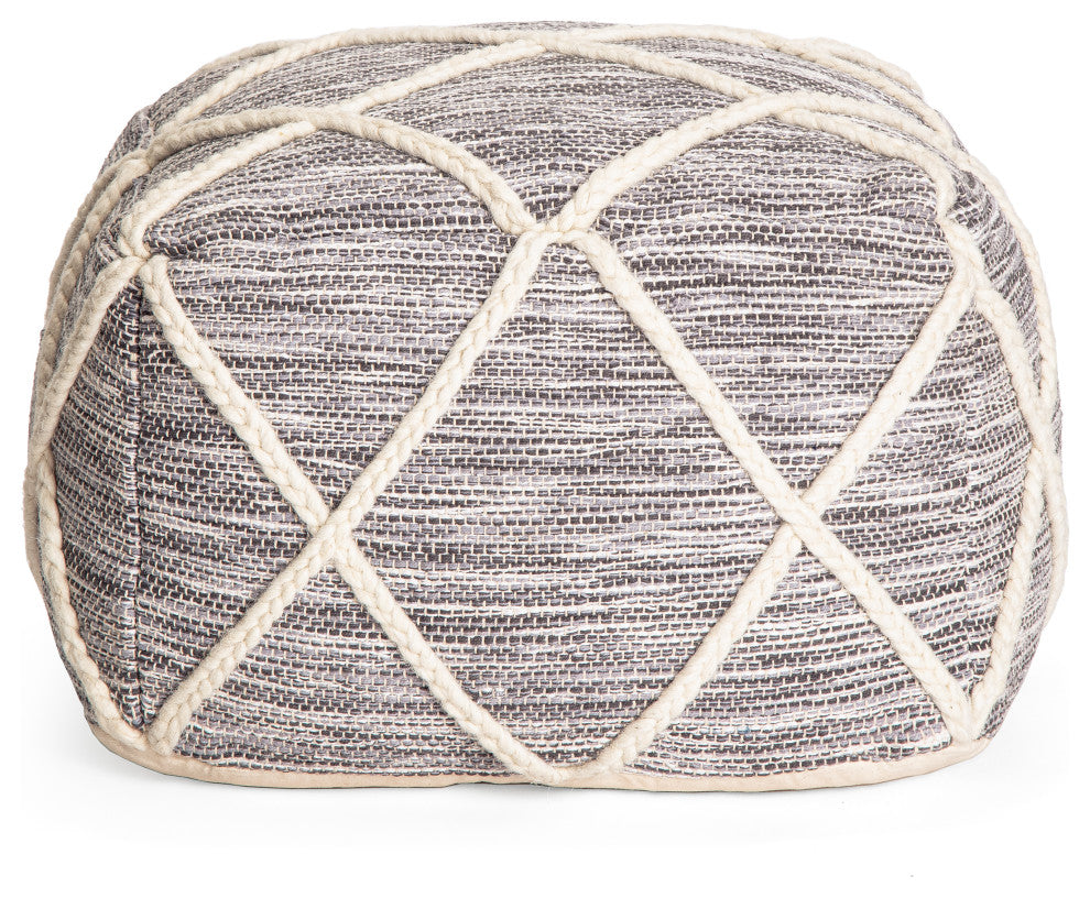 Kirkwood Cityscape 22" x 22" x 16" Gray and Ivory Pouf